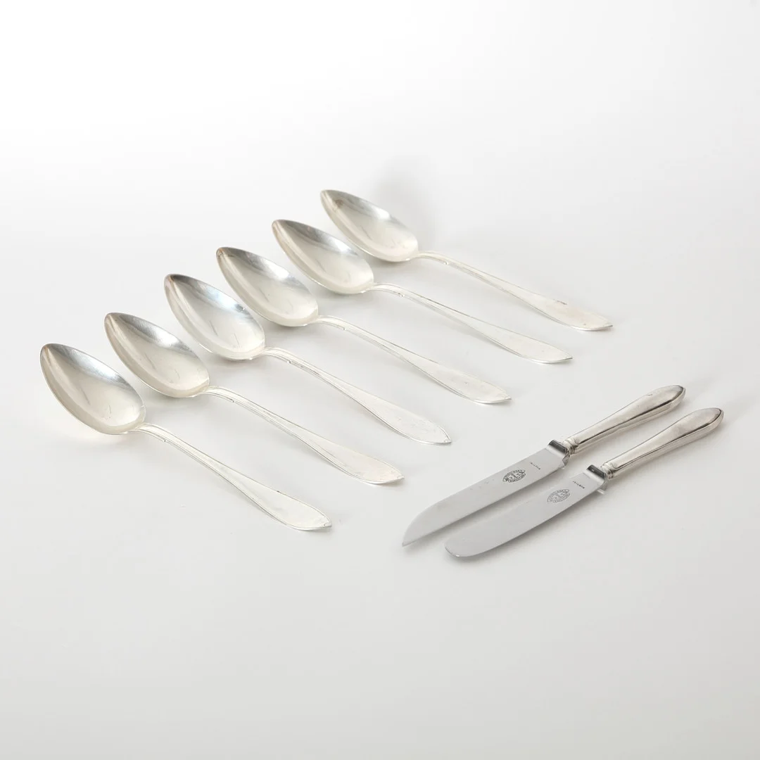 SILVERBESTICK, 8 delar, "Svensk Spets", GAB, 1919. — Silver — Auktionsverket Engelholm
