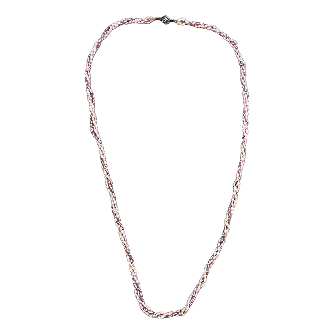 DREI-STRÄNGIGE SÜSSWASSERPERLENKETTE IN ROSA & WEISS - 925ER SILBERVERSCHLUSS. — Necklace — Auktionshaus Stuber's Hammerschlag