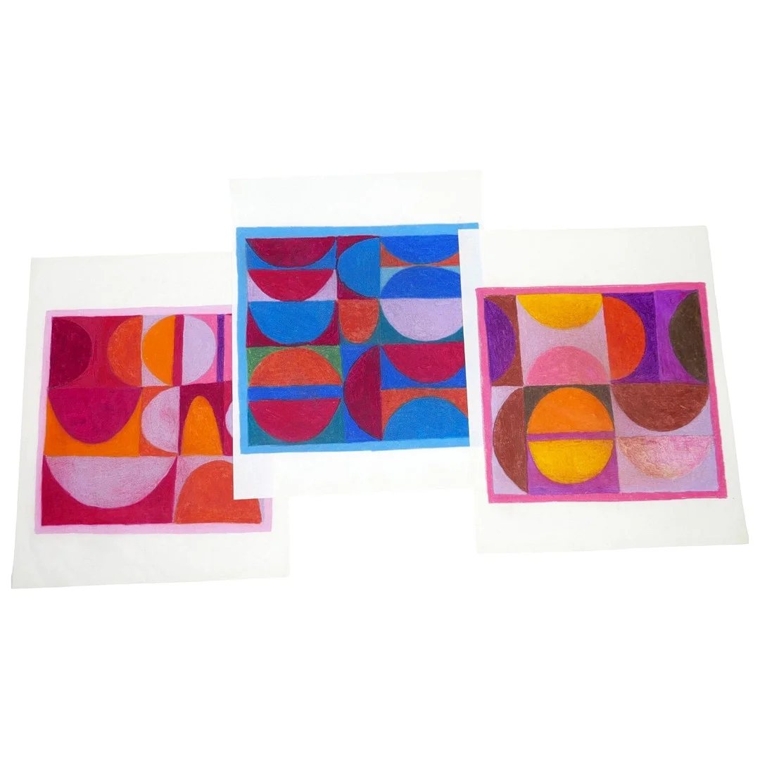 BERNARD MYERS (1925 -2007). A SET OF THREE OIL PASTEL ABSTRACTS ON THIN PAPER. — Drawings — Batemans of Stamford