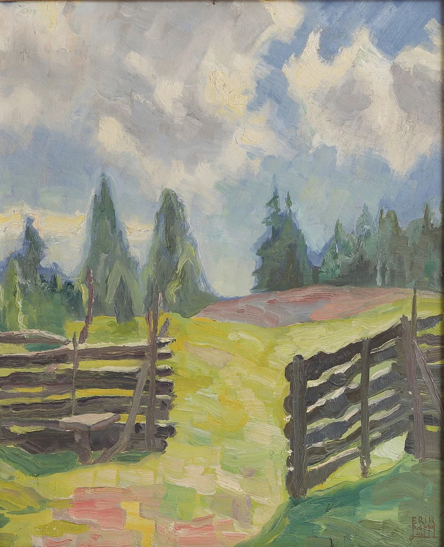 ERIK LAMM. Olja på pannå, signerad. — Paintings — RA Auktionsverket Norrköping
