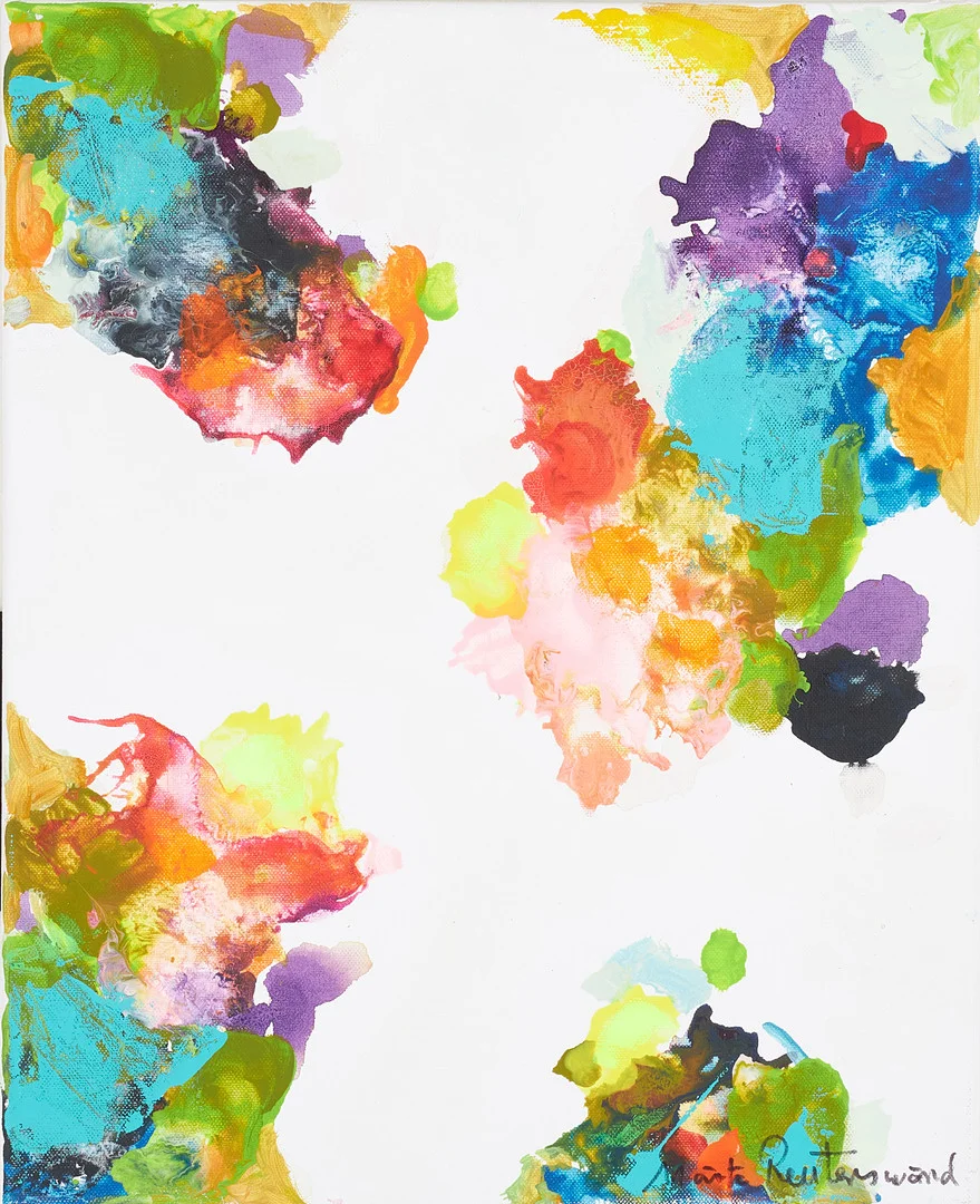MÄRTA REUTERSWÄRD. "Kalejdoskop", akryl och gouache på duk, signerad. — Paintings — Stockholms Auktionsverk Sickla