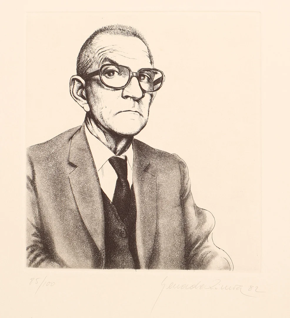 XAVIER SERRA DE RIVERA. Retrato de Salvador Espriu. — Engravings & Prints — Barcelona Auctions