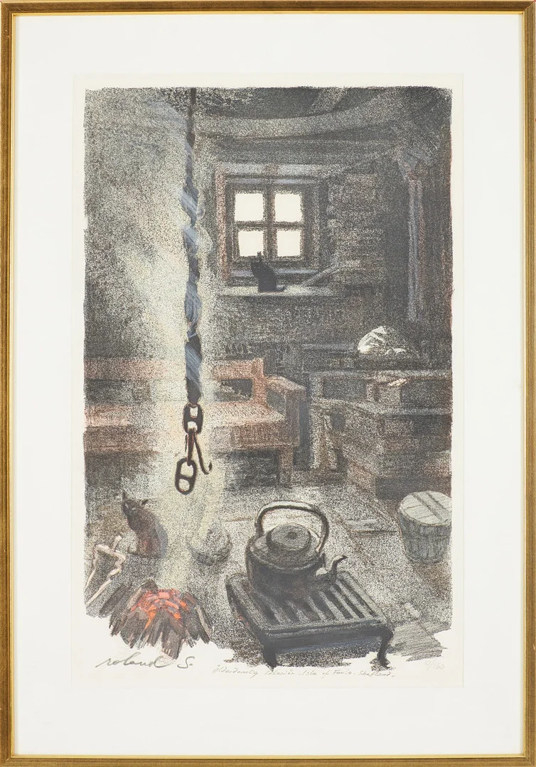 ROLAND SVENSSON. Interiör, litografi, signerad och numrerad 10/160. — Engravings & Prints — Stockholms Auktionsverk Sickla