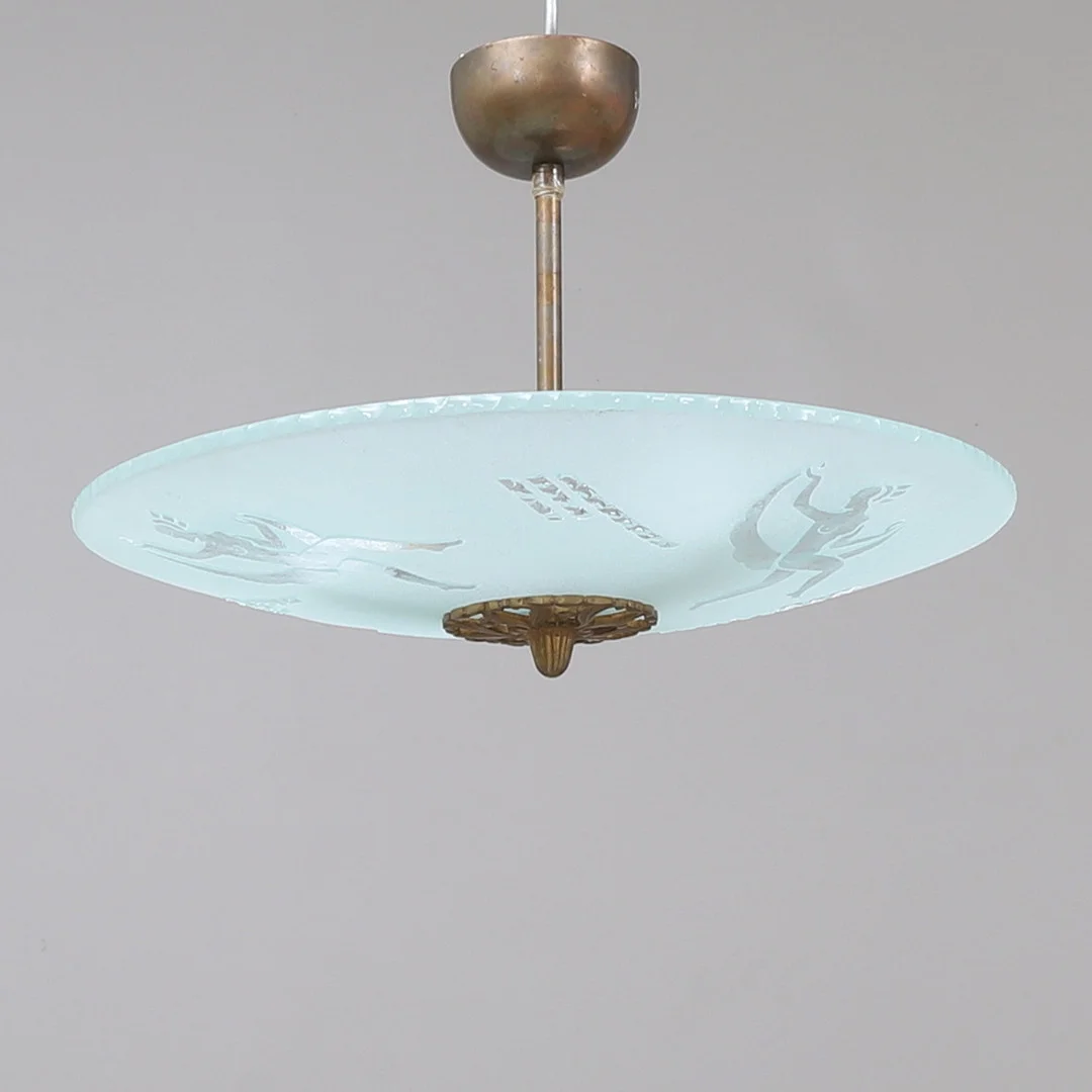 TAKLAMPA, glas, 1940-tal. — Ceiling lights — RA Auktionsverket Norrköping