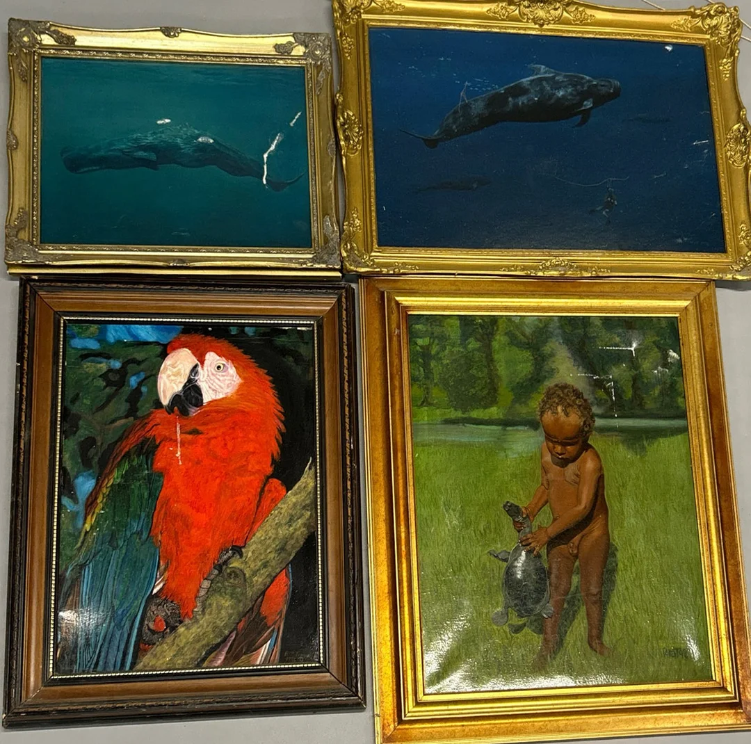ROBIN MCTIGUE. FOUR GILT FRAMED OILS ON CANVAS. — Paintings — Chalkwell Auctions