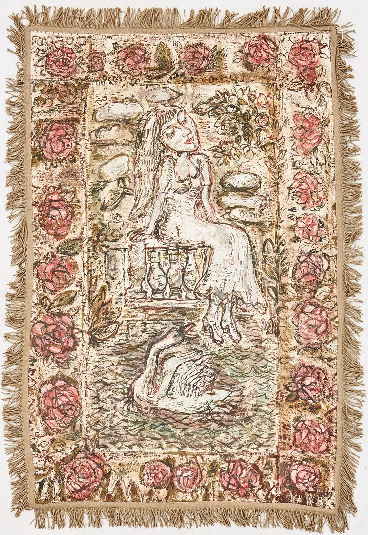 OLLE NORDBERG (1905-1986). Leda och svanen, olja på matta. — Paintings — Stockholms Auktionsverk Magasin 5
