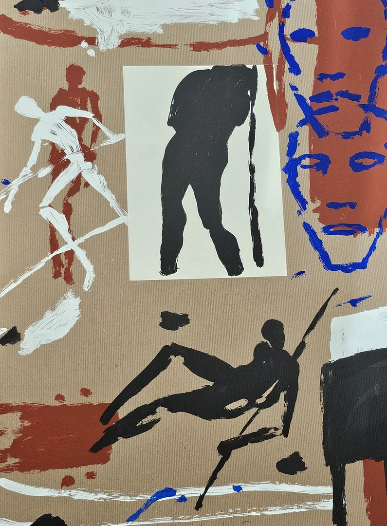 MIMMO PALADINO. Sin título, base litográfica y collage sobre cartulina. — Drawings — Arce Auctions