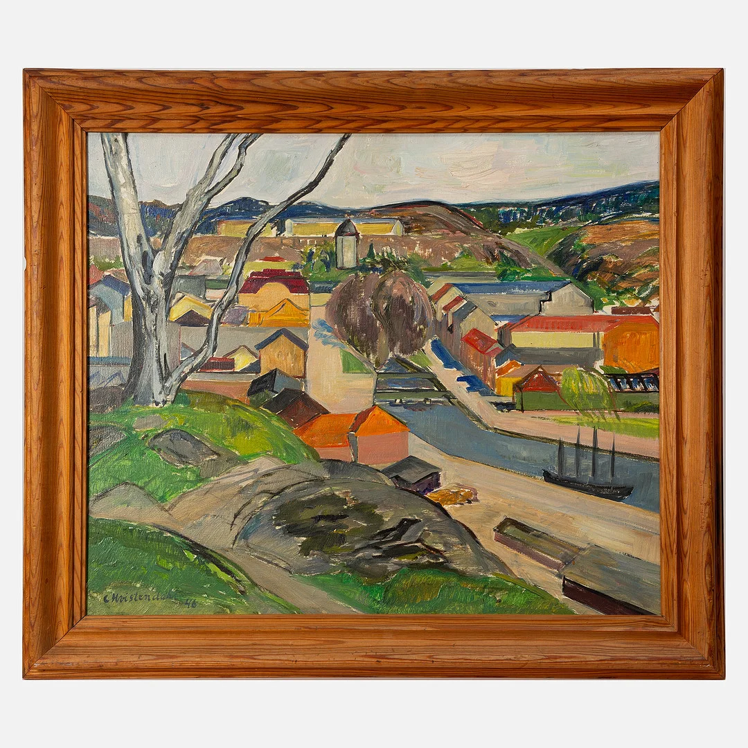 CARSTEN HVISTENDAHL. Olja på pannå, signerad och daterad 1946. — Paintings — Stockholms Auktionsverk Göteborg