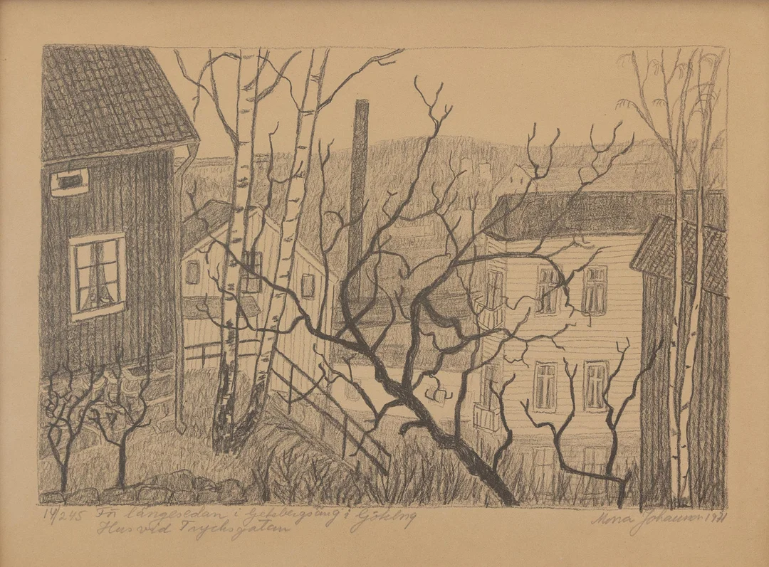 MONA JOHANSSON (1924-2010). Betitlad, litografi nr 14/245, signerad och daterad 1971. — Engravings & Prints — Garpenhus Auktioner