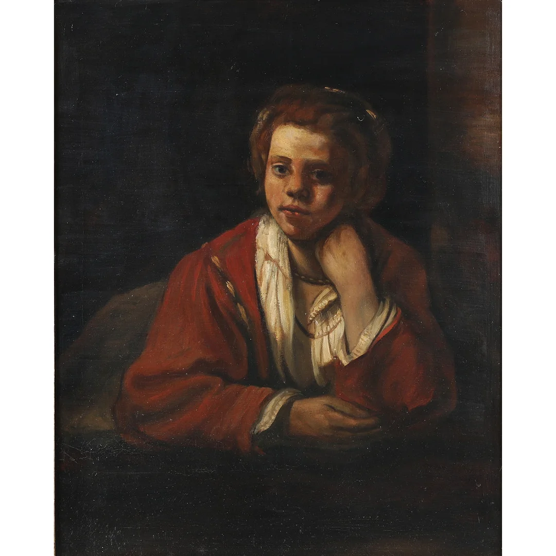 Ubekendt kunstner efter Rembrandt van Rijns "Køkkenpigen", olie på lærred, 1900-tallets første fjerdedel. — Paintings — Bidstrup Auktioner