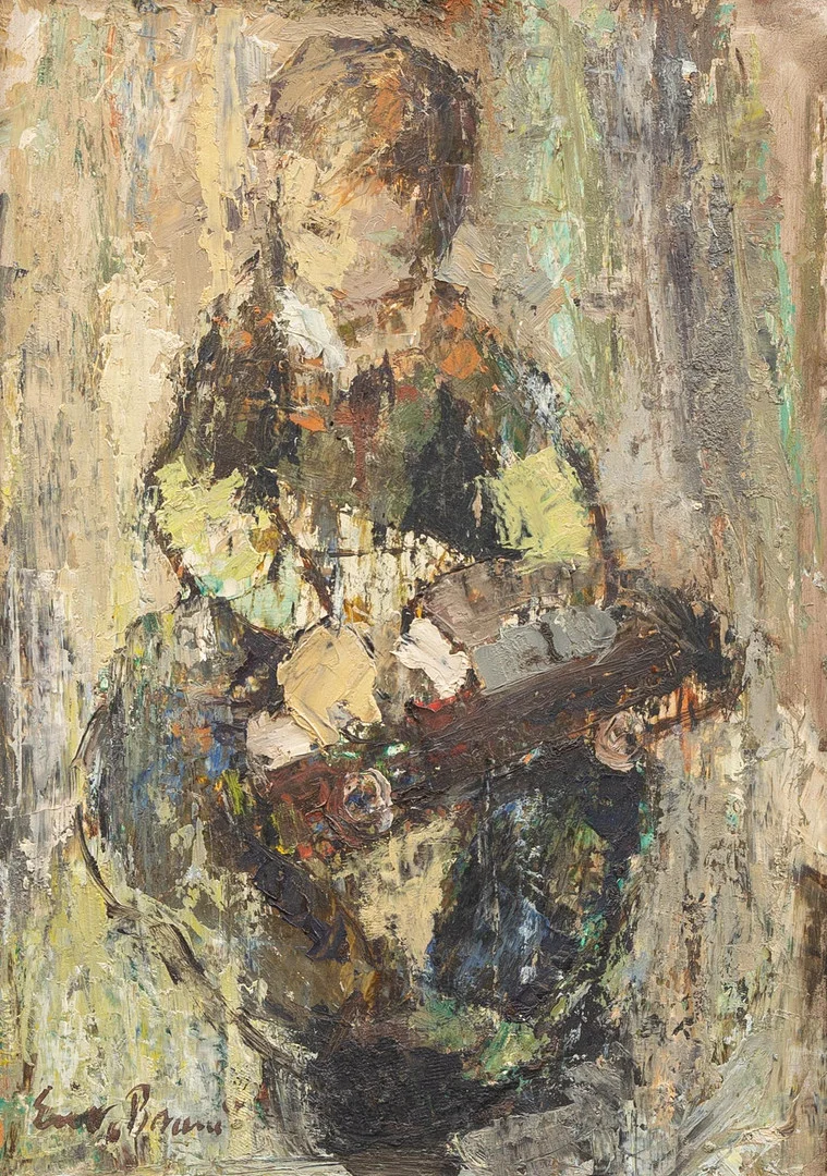 ERIK BRANDT. Pojke med leksaksbil, olja på pannå, signerad. — Paintings — Garpenhus Auktioner