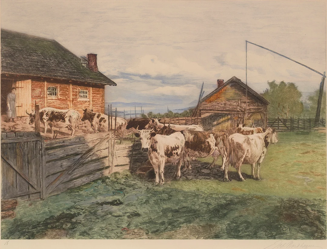 Nordhagen, Johan — "Hjem til kvelds" 1907-08 — Kunst/Grafikk — Blomqvist