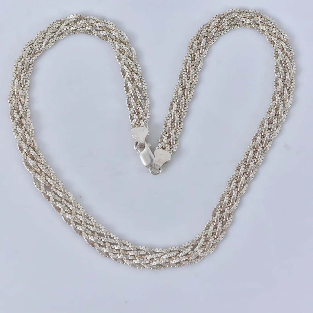 HALSBAND, flätad modell, sterlingsilver. — Necklace — Halmstads Auktionskammare