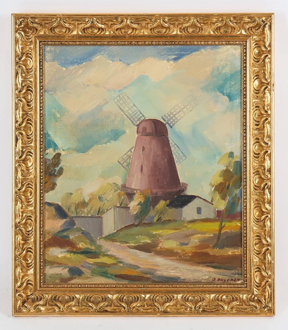 OLAVI AHLGREN. Kvarn, signerad, olja på duk. — Paintings — Stockholms Auktionsverk Helsinki