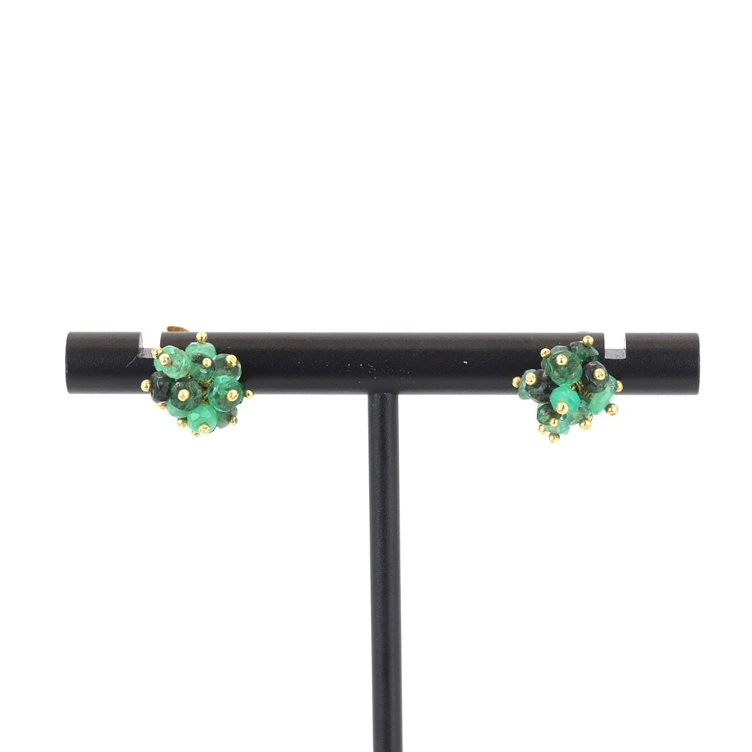 SILVER GILT EMERALD AND AGATE EARRINGS. — Earrings — Chalkwell Auctions
