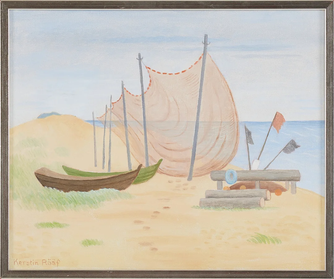KERSTIN RÄÄF (1914-2010). "Fiskeläge". — Paintings — Stockholms Auktionsverk Magasin 5