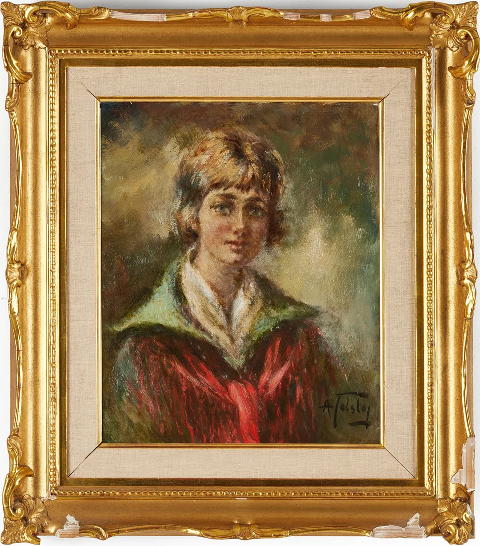 ALEXANDER TOLSTOY (1895-1969). Damporträtt, signerad, olja på duk. — Paintings — Crafoord Auktioner Stockholm