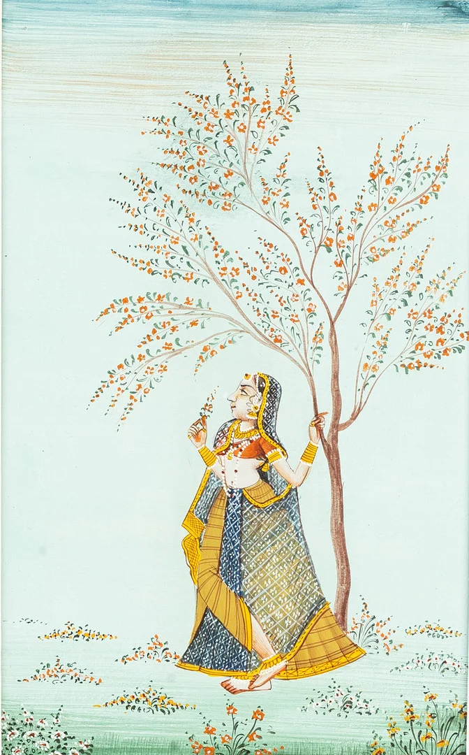 INDIAN SCHOOL (19TH / 20TH CENTURY), RAGAMALA MINIATURE PAINTING OF A GIRL AND TREE, WATERCOLOUR AND GOUACHE ON PAPER. — Paintings — Griffin’s Auctioneers