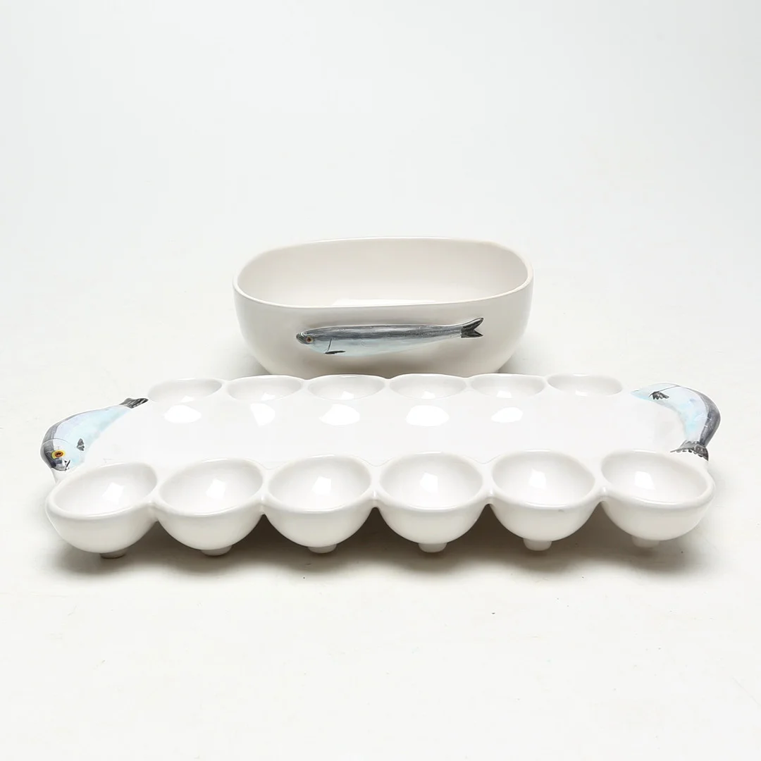 SERVISDELAR 2 st, fiskmotiv, Diverse Ting, moderna. — Tableware — Kalmar Auktionsverk