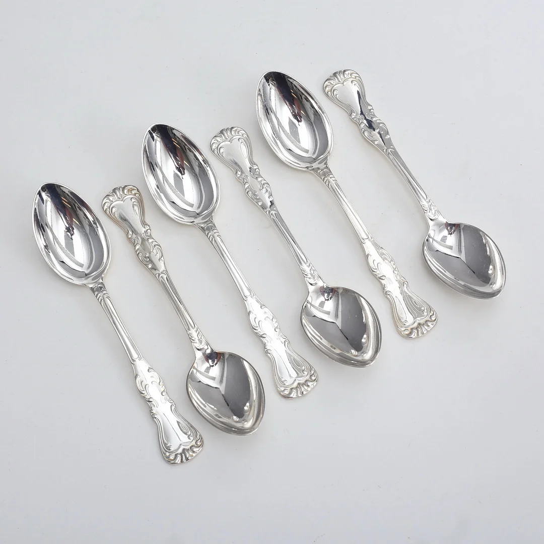 KAFFESKEDAR, 6 st, "silver, Prins Albert", 141 gram, Guldsmedsaktiebolaget I Stockholm, 1972. — Silver — Auktionshuset Thelin & Johansson