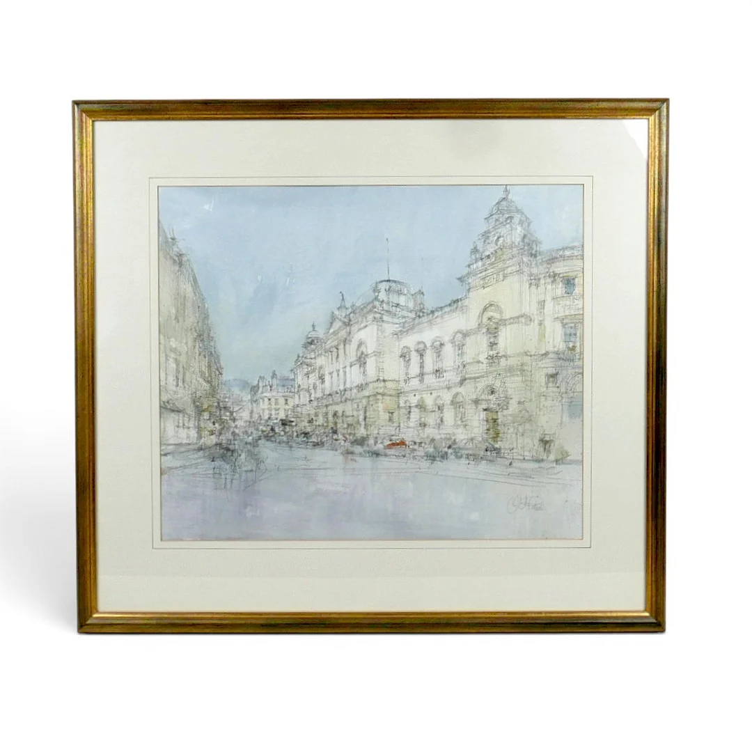 JOHN FREDERICK PALMER (BRITISH, 1939-2021) RWA: WATERCOLOR OF THE GUILDHALL , BATH. — Paintings — Batemans of Stamford