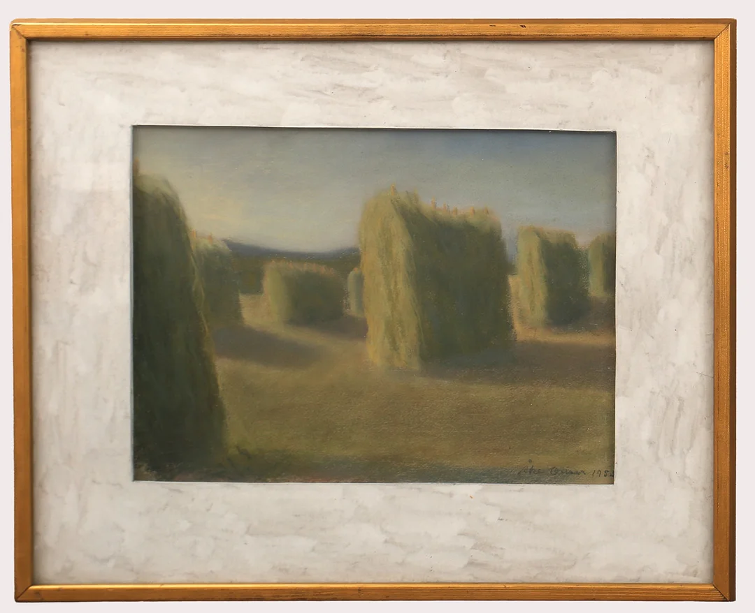ÅKE OLIVER. Pastell ,linhässjor med hö, signerad, daterad 1952. — Paintings — Limhamns Auktionsbyrå