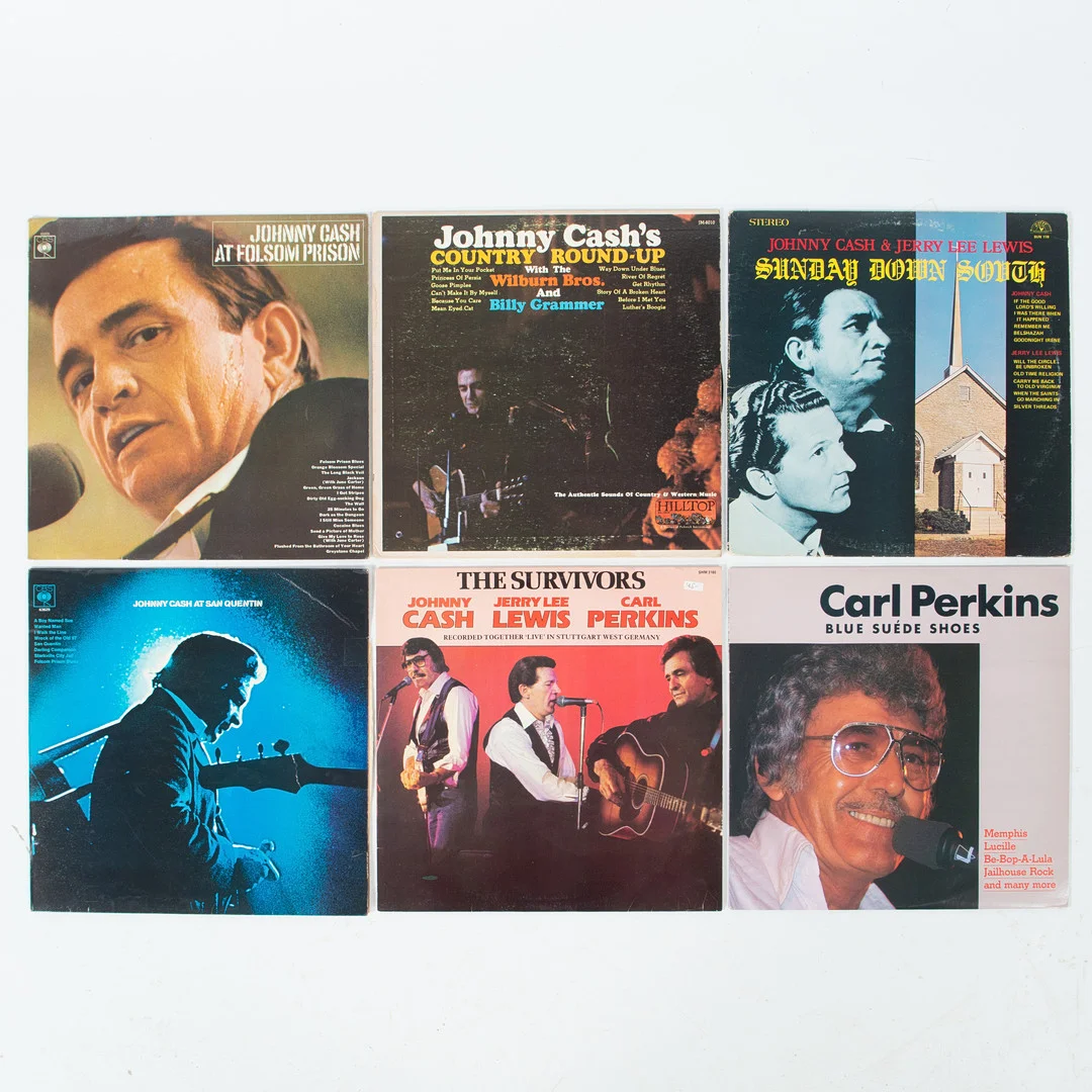 VINYLSKIVOR. 6 stycken, Johnny Cash. — Audio, Vinyl & Hi-Fi — Laholms Auktionskammare