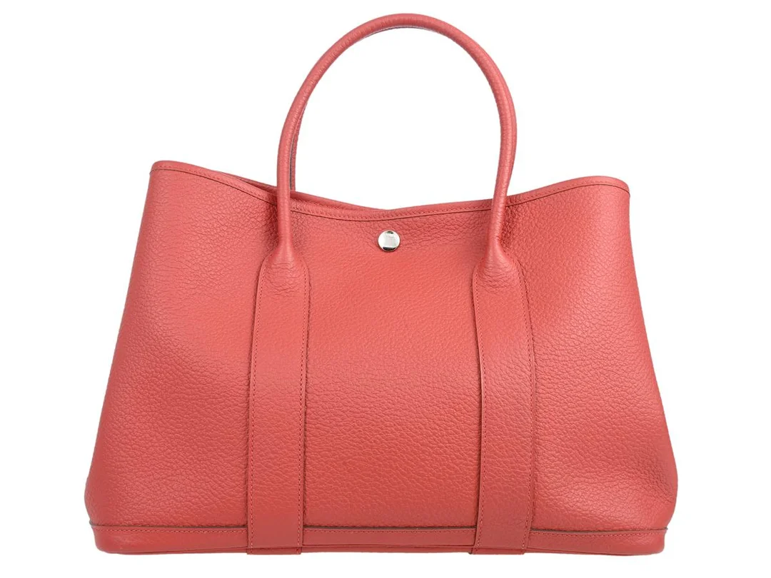 HERMÈS, VÄSKA, Garden Party, orange röd Togo läder, silverfärgade beslag, 36x25x17 cm, märkt T, år 2015, originalkvitto från 2016, care booklet, dustbag. Excellent Condition. — Accessoarer/Väskor — Kaplans