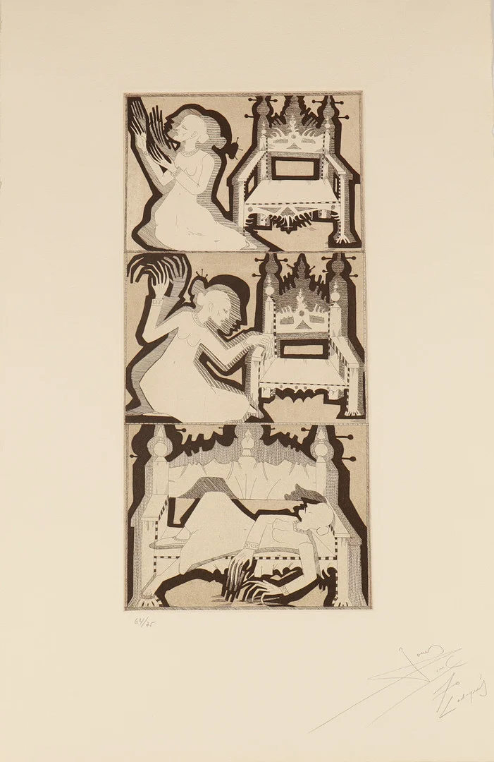 JOAN PONÇ. "seqüència dona i llit" serie la metamorfosis de kafka. estampación al aguafuerte sobre papel. polígrafa obra gráfica. firmada y justificada a lápiz. 1978. — Engravings & Prints — Barcelona Auctions