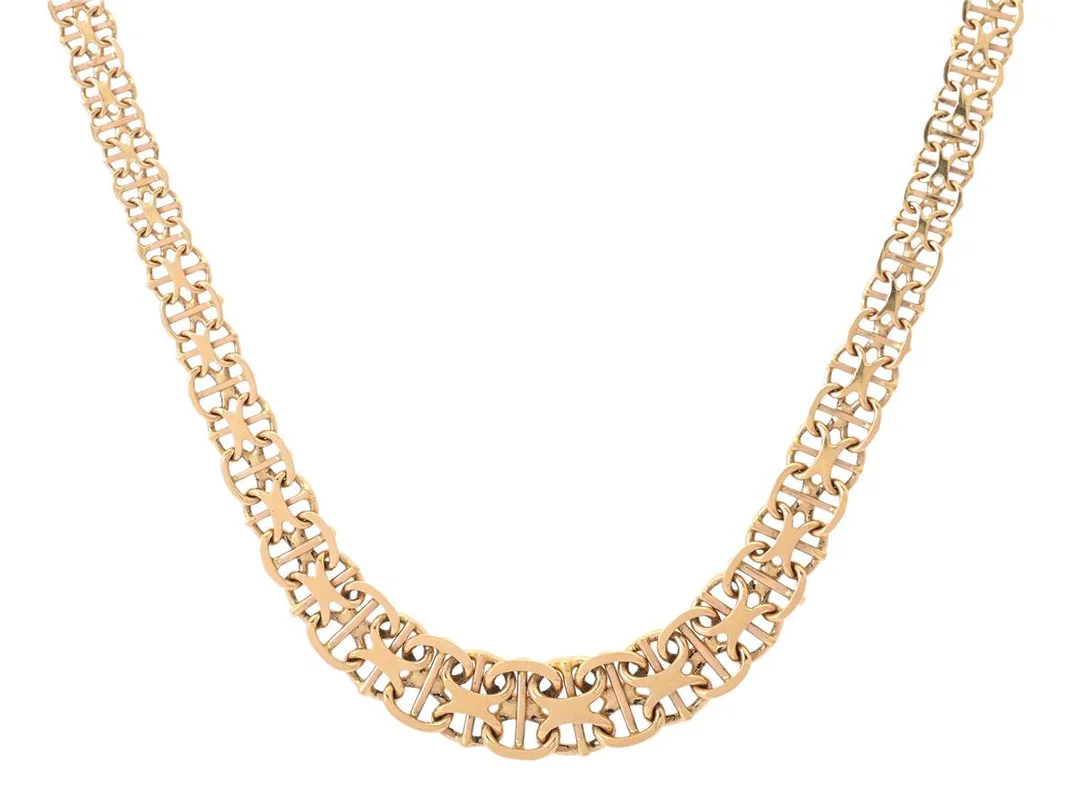COLLIER, 18K guld, doserad X-länk med stav ca 5.5-9,5 mm, längd 46 cm, vikt 20,4 g. — Smycken/Collier — Kaplans