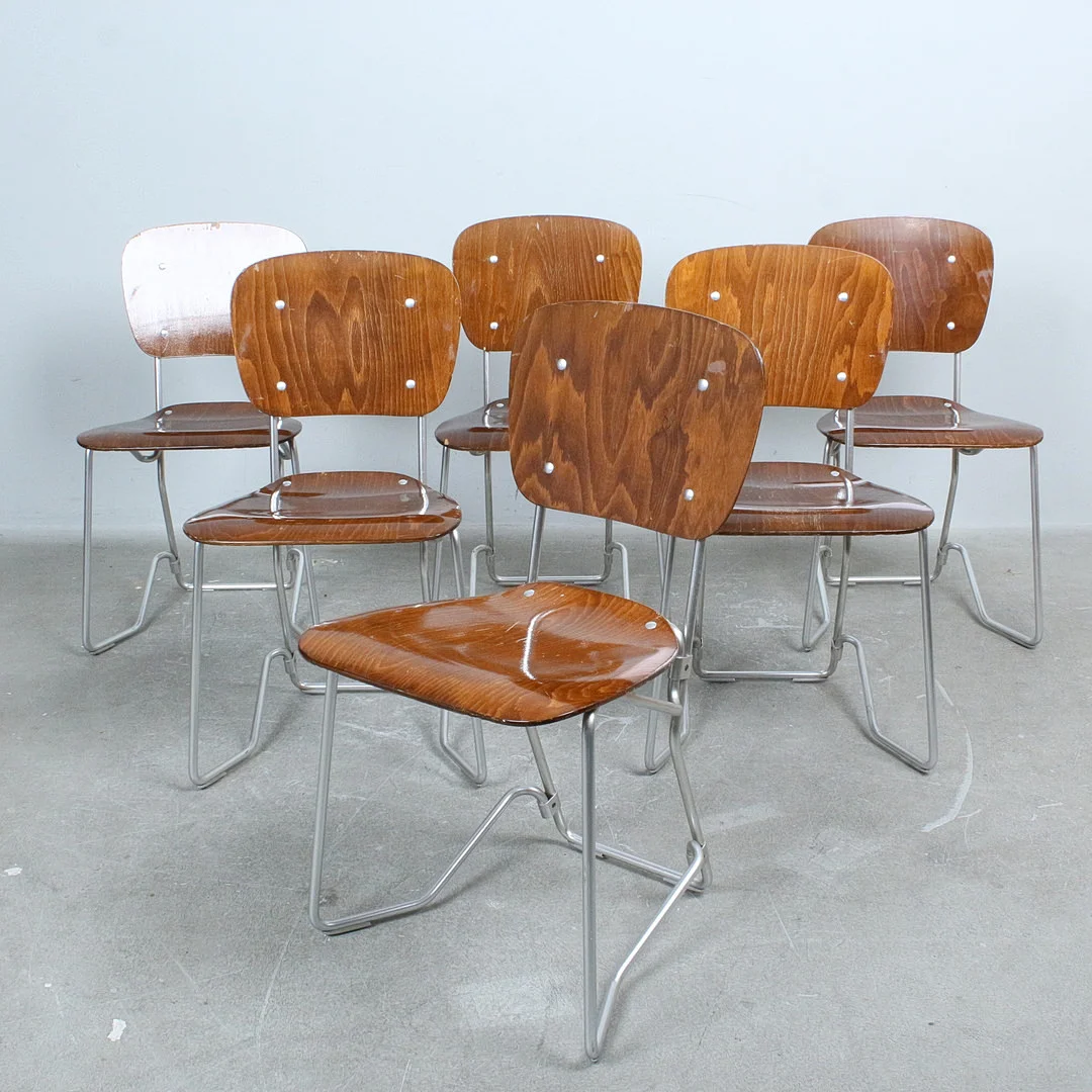 ARMIN WIRTH. für Philipp Zieringer KG, Set Stapelstühle, Modell 'Aluflex'. — Armchairs & Chairs — Stockholms Auktionsverk Düsseldorf/Neuss