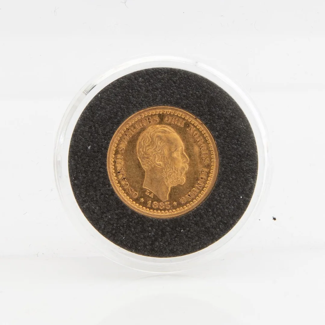 Guldmynt Sverige, Oscar II 5 kr, 1883. — Militaria/Mynt — Bukowskis