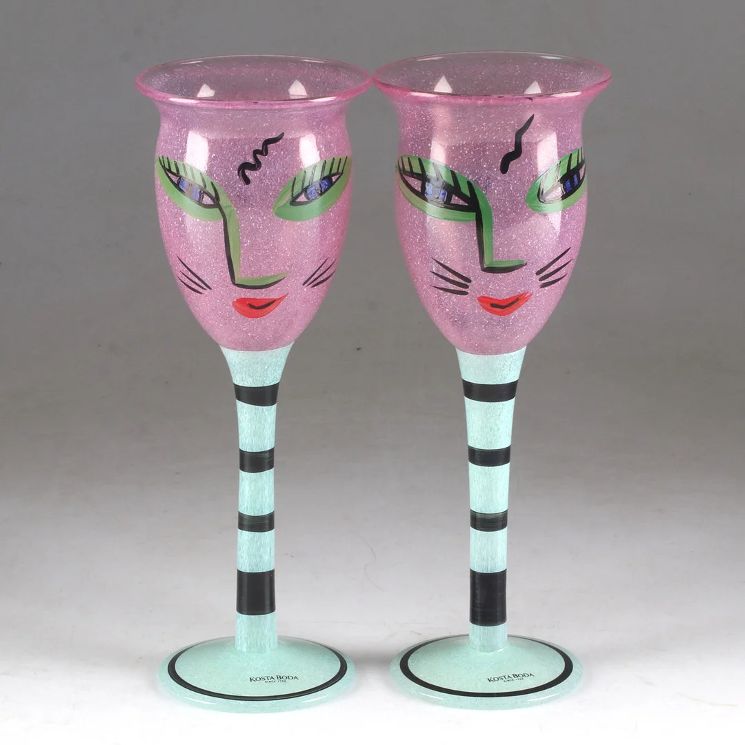 ULRICA HYDMAN-VALLIEN. Pokalglas, ett par, "Open Minds". signerade, Kosta Boda. — Art glass — Stadsauktion Sundsvall