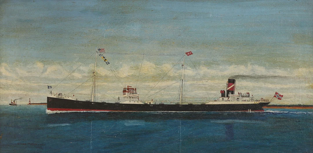 EINAR TAPPELUE. Olja på duk, signerad, skeppsporträtt, daterad 1927. — Paintings — RA Auktionsverket Norrköping