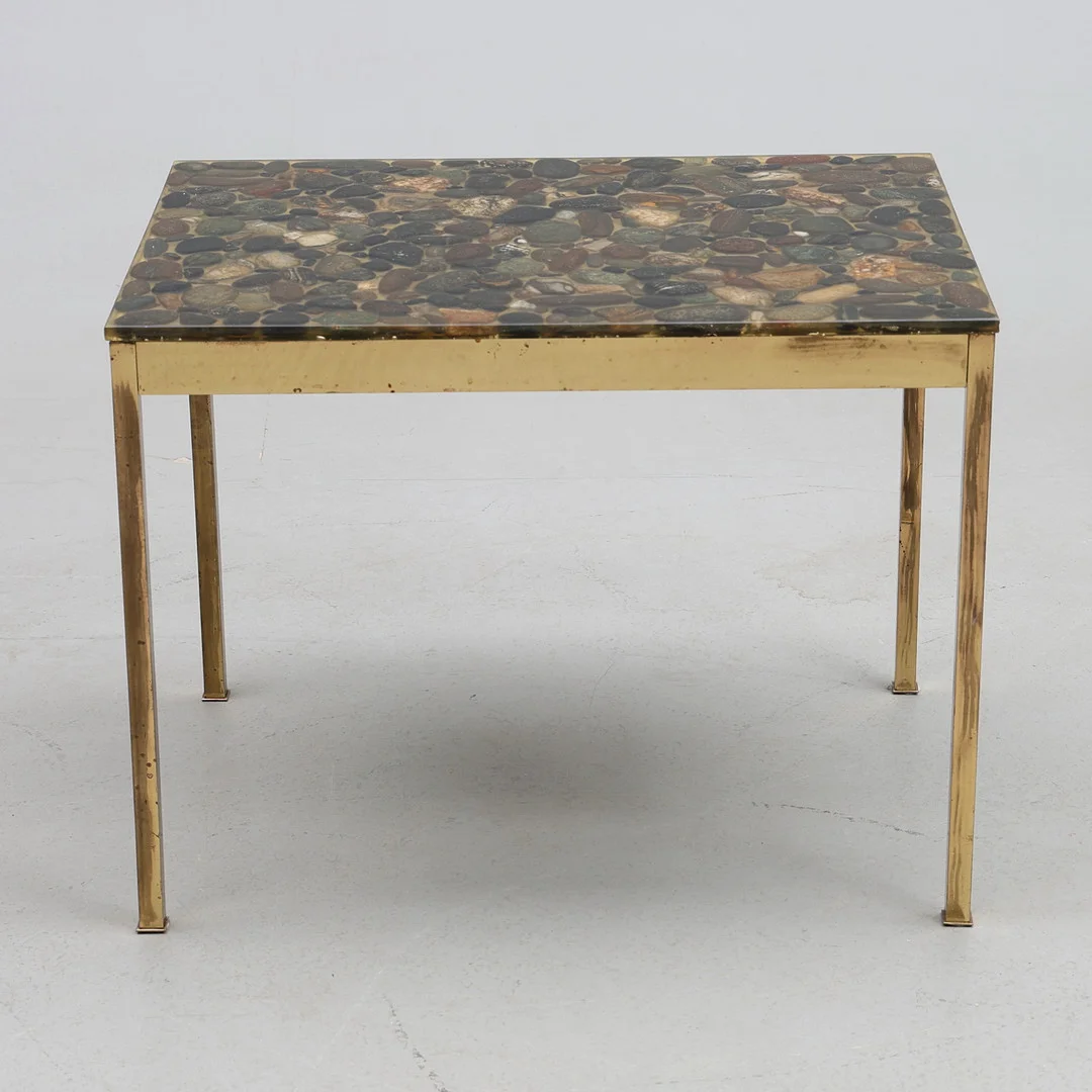 BORD, metallunderrede, skiva med stenar, Forssells Konststens AB Norberg. — Tables — Gomér & Andersson Jönköping