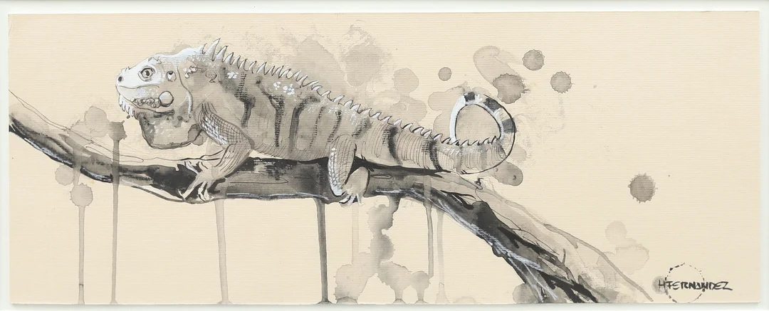 HECTOR FERNANDEZ. Lizard, akvarell, signerad. — Paintings — Garpenhus Auktioner