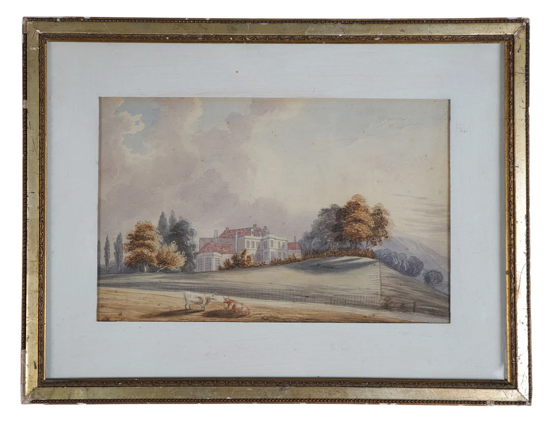 19TH CENTURY BRITISH SCHOOL, WATERCOLOUR OF A COUNTRY HOUSE. — Paintings — Bishop & Miller