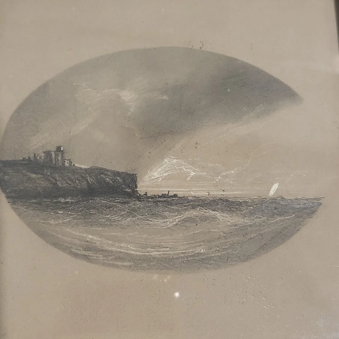 ANÓNIMO. DIBUJO CARBÓN Y CLARIÓN. PAISAJE COSTERO. — Drawings — Barcelona Auctions