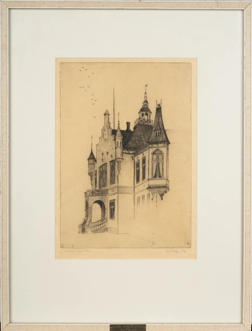 ÅKE PETERSSON NÅW. Etsning, "Rådhuset Umeå" signerad, numrerad, 3/204, daterad 1967-. — Engravings & Prints — Norrlands Auktionsverk