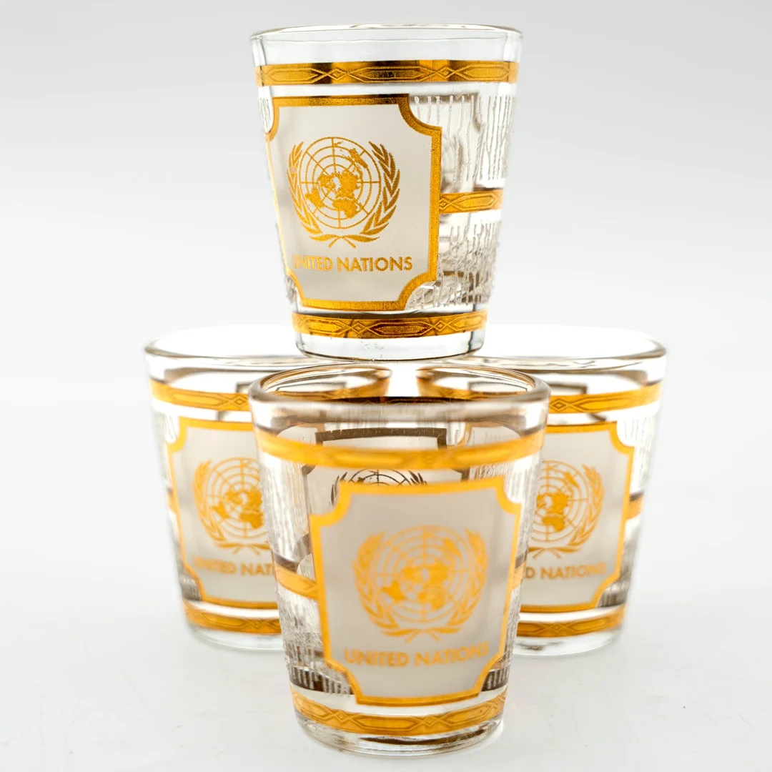 GLAS, "United Nations", Culver Glass, USA, 22 karat guld, 4 st. — Other — Norrlands Auktionsverk