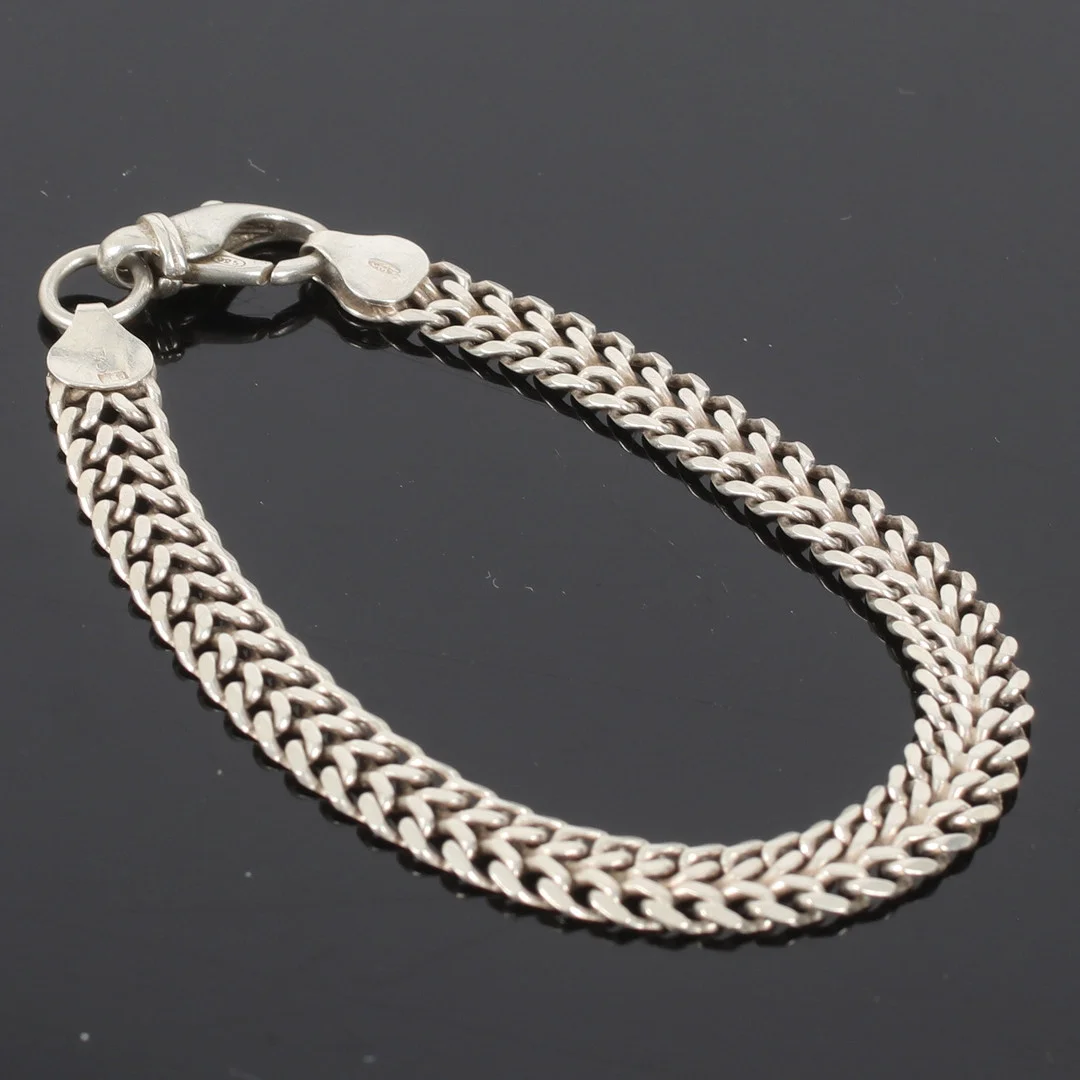 (2610-205) ARMBAND, silver, "fiskbenslänk", Italien. 1900-tal. — Bracelets — Stadsauktion Sundsvall