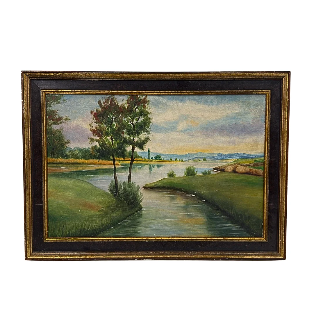GERAHMTES GEMÄLDE EINER LANDSCHAFTSSZENE. — Paintings — Auktionshaus Stuber's Hammerschlag