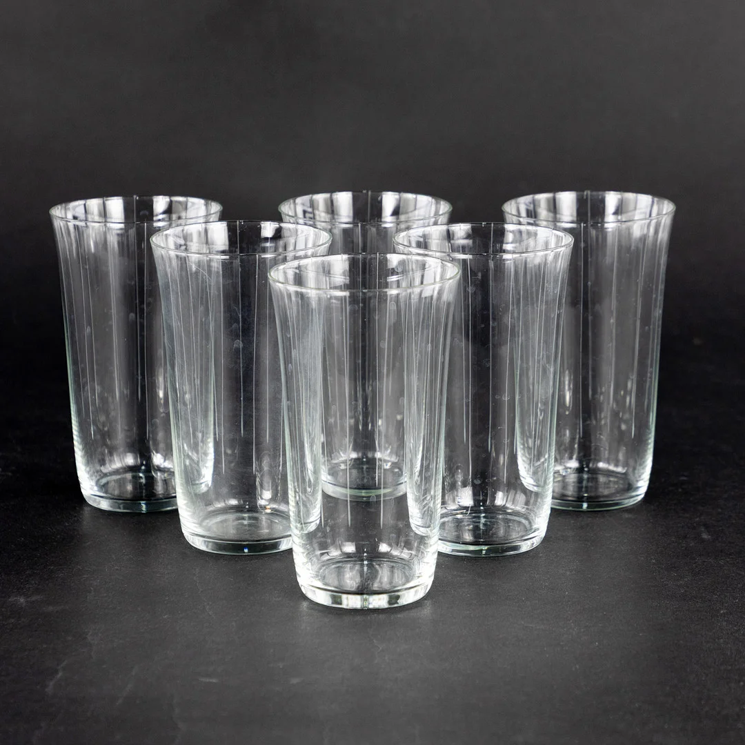 GROGGLAS, 6 st, slipad vertikal dekor. — Utility glass — Karljohan Auktioner