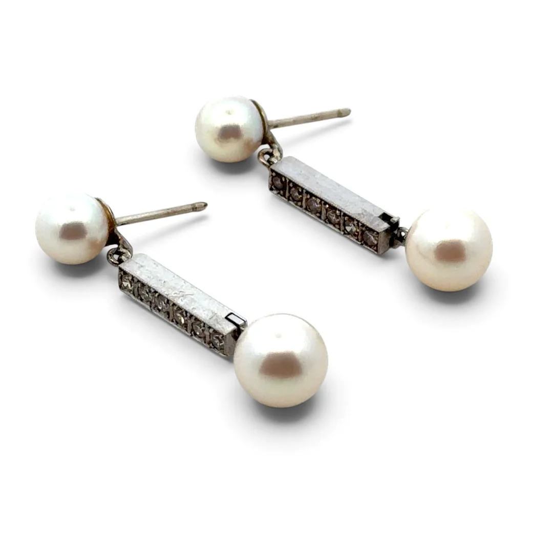PEARL AND DIAMOND EARRINGS. — Earrings — Griffin’s Auctioneers