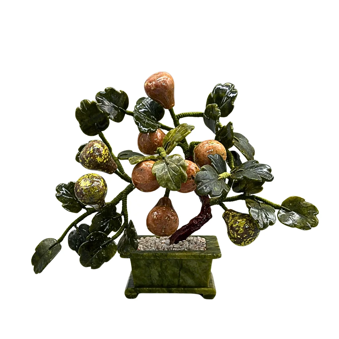 BONSAIBAUM MIT FRÜCHTEN AUS JADE UND STEIN. — Jade — Auktionshaus Stuber's Hammerschlag