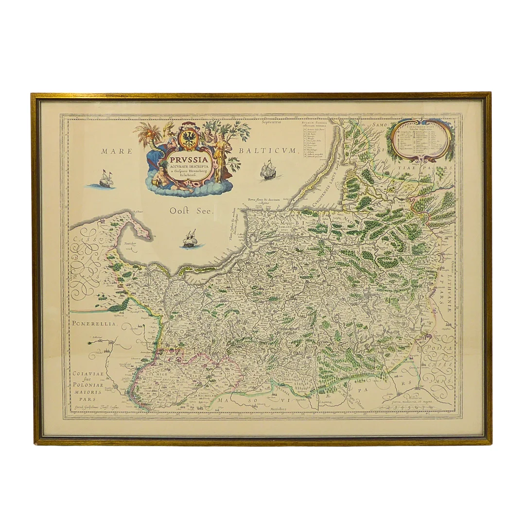KASPAR HENNEBERGER / WILLEM BLAEU. "PRVSSIA ACCVRATE DESCRIPTA", HANDKOLORIERTER KUPFERSTICH, 17. JAHRHUNDERT. — Engravings & Prints — Auktionshaus Stuber's Hammerschlag
