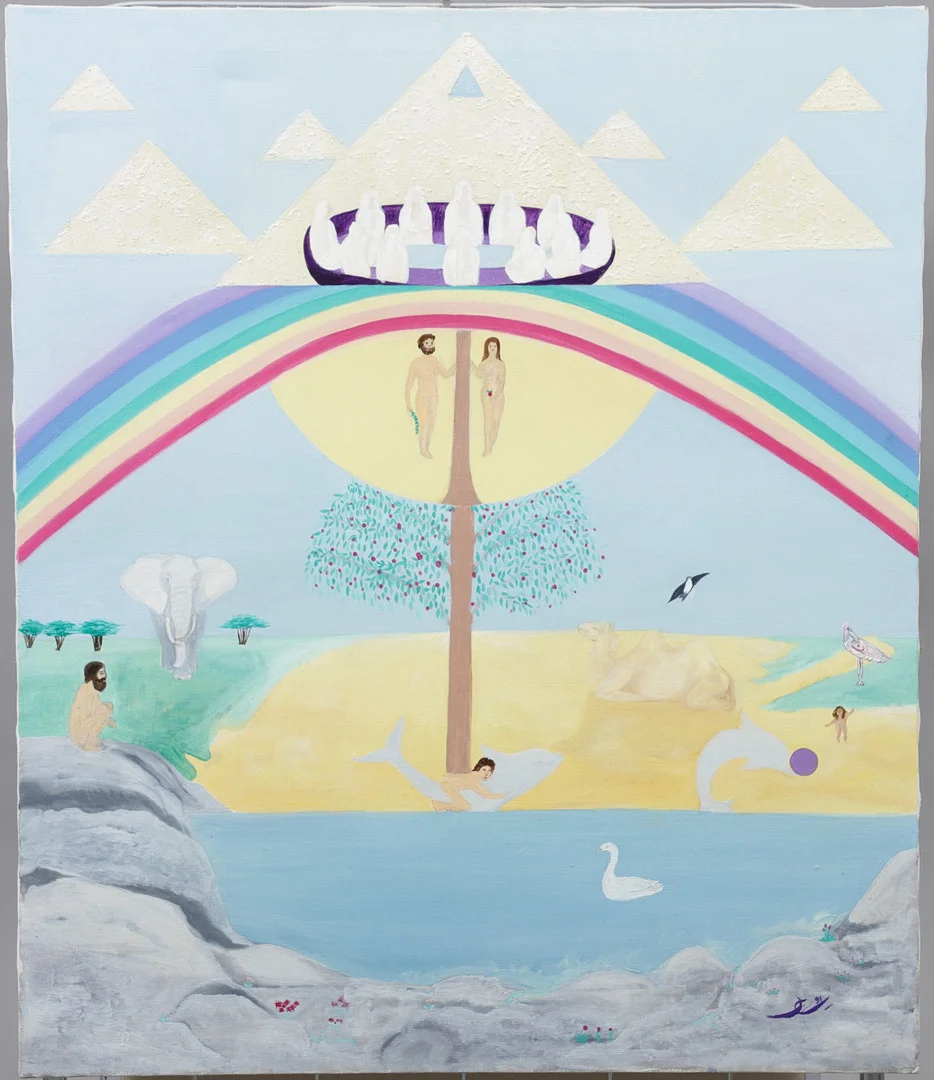 CHRISTIN OHLIN (1946-2025). "Livskunskapens äpple", olja på duk, signerad och daterad 91. — Paintings — Växjö Auktionskammare