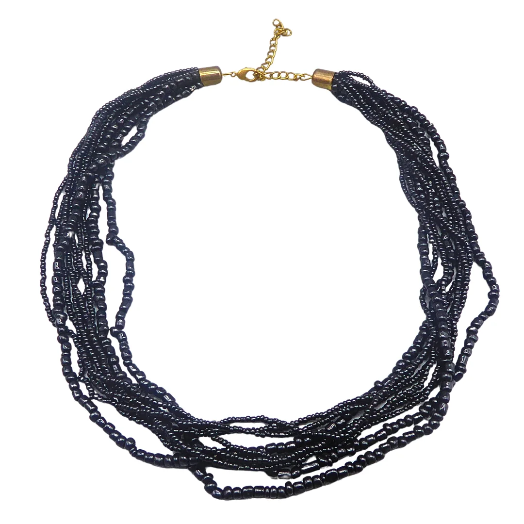 MEHRREIHIGE SCHWARZE PERLENKETTE MIT KARABINERVERSCHLUSS. — Necklace — Auktionshaus Stuber's Hammerschlag