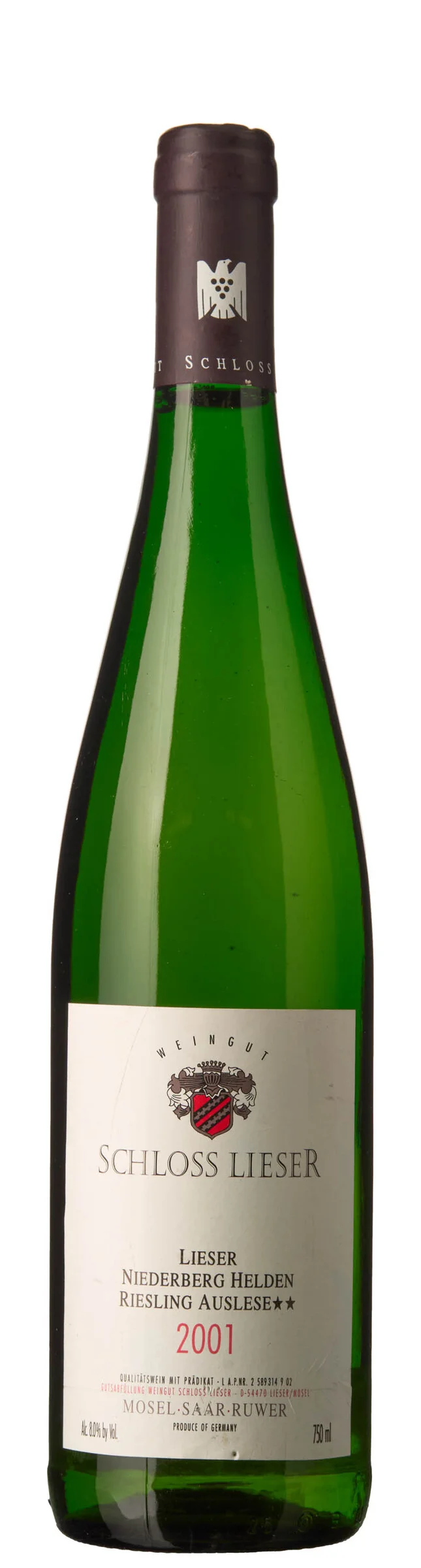 1 x Niederberg Helden Riesling Auslese** 2001, Schloss Lieser — 1 x Niederberg Helden Riesling Auslese** 2001, Schloss Lieser — Vin/Vin — Blomqvist