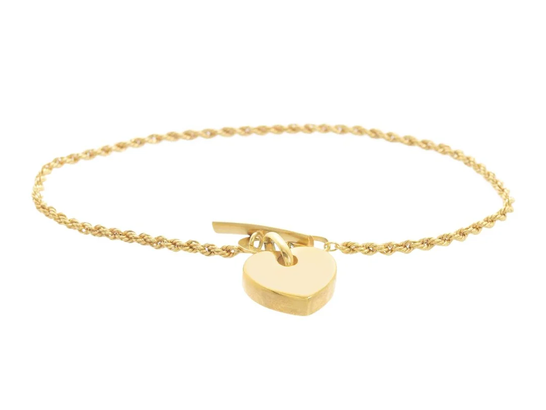ARMBAND, 18K guld, kordell med hjärta, längd 18,5 cm, vikt 4,1 g. — Smycken/Armband — Kaplans